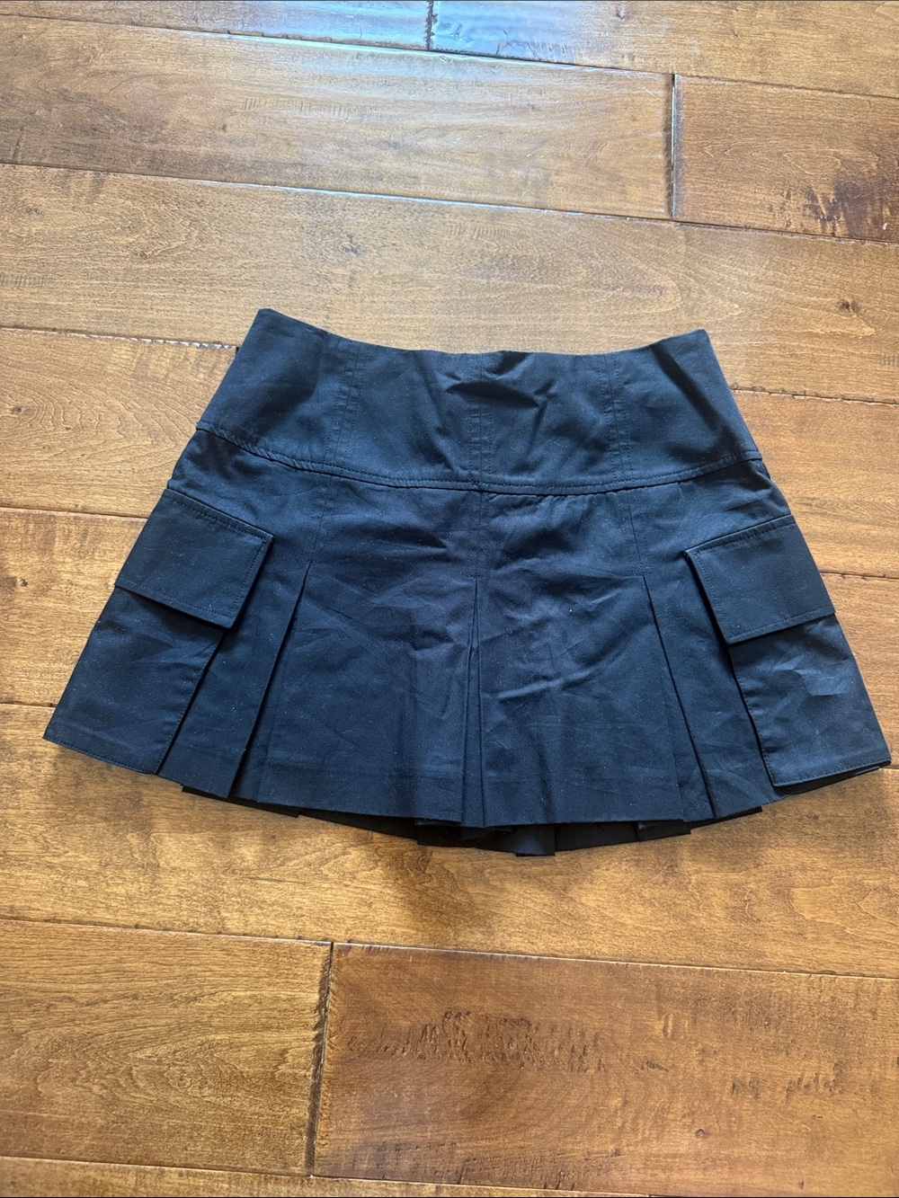 Zara Black Pleated Mini Skort with Side Flap Pockets